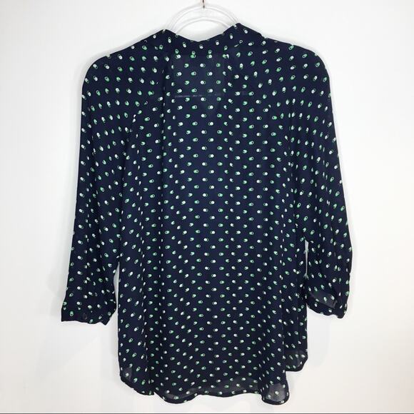 CAbi #5019 Womens Size XS Martini Blouse Button Up Navy Blue Green Preppy Core - Picture 5 of 7